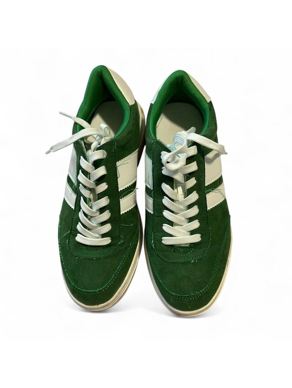 Madden Girl Green and White Fabric & PU Upper Sneakers Size 10M